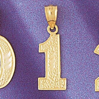 Dazzlers Jewelry Number 1 Pendant Necklace Charm Bracelet in Yellow, White or Rose Gold 95091, MPN:…