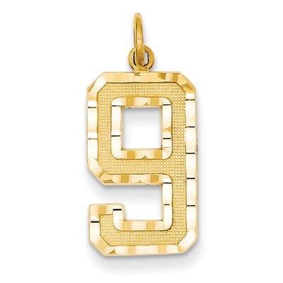 Casted Large Diamond Cut Number 9 Charm 14k Gold LN09, MPN: LN09, 886774102115