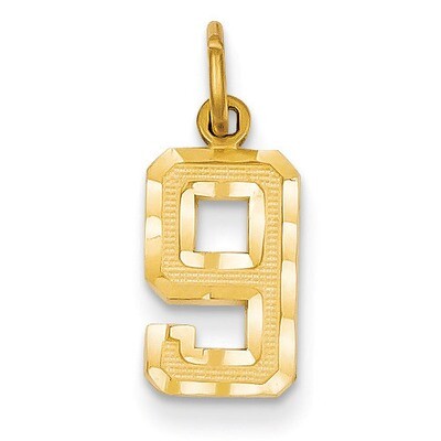 Casted Small Diamond Cut Number 9 Charm 14k Gold SN09, MPN: SN09, 883957111292