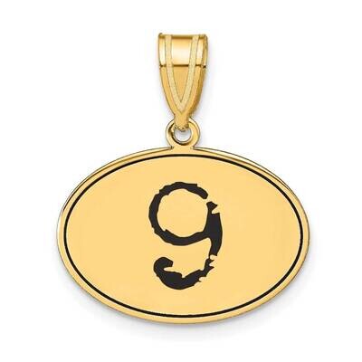 Number 9 Black Epoxy Oval Pendant 14k Gold Polished OEN09, MPN: OEN09, 196904082232