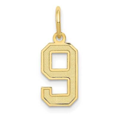 Number 9 Charm 10k Gold Small Satin 10LSS09, MPN: 10LSS09,
