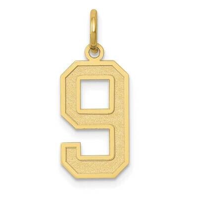 Satin Number 9 Charm 10k Gold Medium 10LSM09, MPN: 10LSM09,