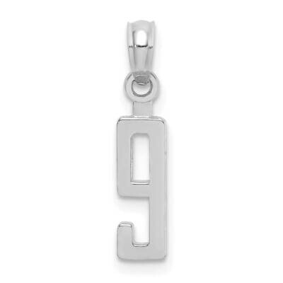 Number 9 Block Charm 10k White Gold 10NUW09, MPN: 10NUW09,