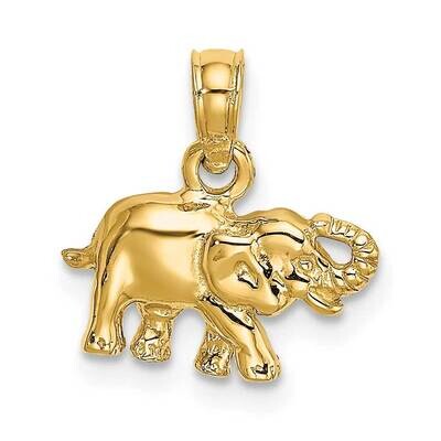 Polished Small Elephant Charm 14k Gold 2-D K6474, MPN: K6474, 637218000807