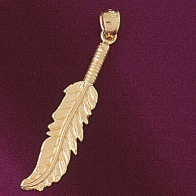 Dazzlers Jewelry Indian Feather Pendant Necklace Charm Bracelet in Yellow, White or Rose Gold 5208,…