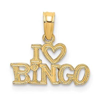 I Love Bingo Charm 14k Gold Polished &amp; Textured D3905, MPN: D3905, 637218024810