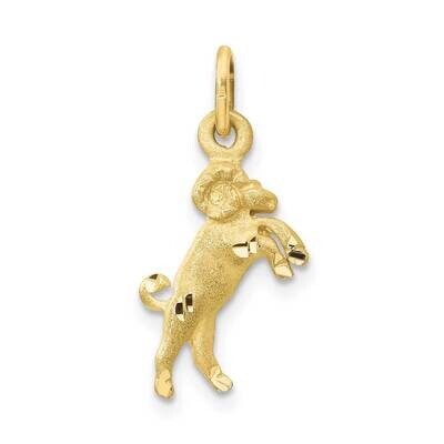 Satin Aries Zodiac Charm 10k Gold 10ZC476, MPN: 10ZC476,