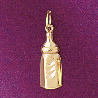 Dazzlers Jewelry Baby Bottle Pendant Necklace Charm Bracelet in Yellow, White or Rose Gold 5916, MP…