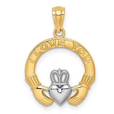 I Love You Claddaugh Pendant 14k White Gold Rhodium C4672, MPN: C4672, 883957733180