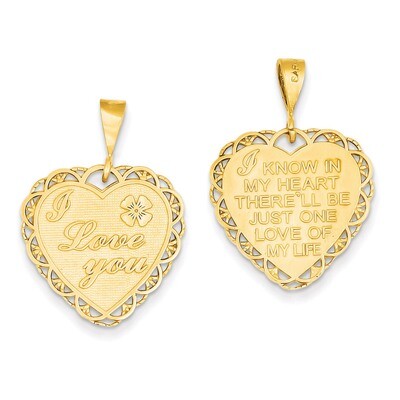 Reversible I Love You Heart Pendant 14k Gold C1640, MPN: C1640, 883957855684