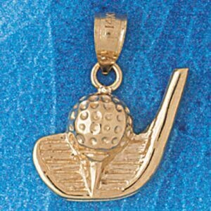 Dazzlers Jewelry Golf Club and Ball Pendant Necklace Charm Bracelet in Yellow, White or Rose Gold 3…