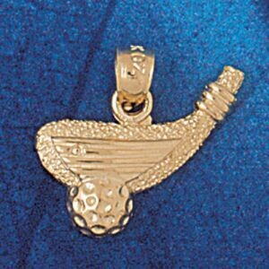 Dazzlers Jewelry Golf Club and Ball Pendant Necklace Charm Bracelet in Yellow, White or Rose Gold 3…