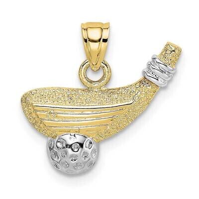 Rhodium Golf Club and Ball Charm 10k Gold 10K1998, MPN: 10K1998,