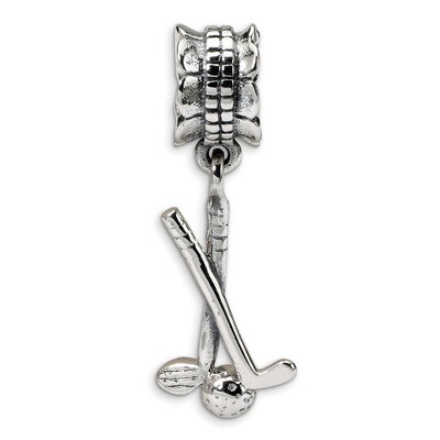 Golf Clubs and Ball Dangle Bead - Sterling Silver QRS1378, MPN: QRS1378, 883957303383