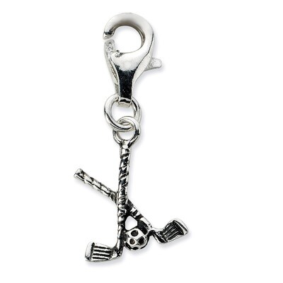 Antiqued Golf Clubs &amp; Ball Charm Sterling Silver QCC678 by Amore La Vita, MPN: QCC678, 886774074573
