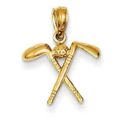 3-D Golf Clubs with Ball Pendant 14k Gold C3544, MPN: C3544, 637218020478