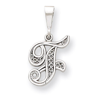 Filigree Initial F Pendant 14k White Gold Solid Polished D1281F, MPN: D1281F, 883957862729
