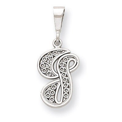 Filigree Initial G Pendant 14k White Gold Solid Polished D1281G, MPN: D1281G, 883957862736