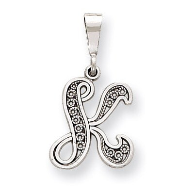 Filigree Initial K Pendant 14k White Gold Solid Polished D1281K, MPN: D1281K, 883957862767