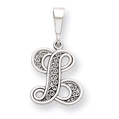Filigree Initial L Pendant 14k White Gold Solid Polished D1281L, MPN: D1281L, 883957862774