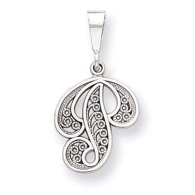 Filigree Initial P Pendant 14k White Gold Solid Polished D1281P, MPN: D1281P, 883957862811