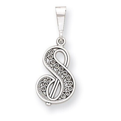 Filigree Initial S Pendant 14k White Gold Solid Polished D1281S, MPN: D1281S, 883957862835