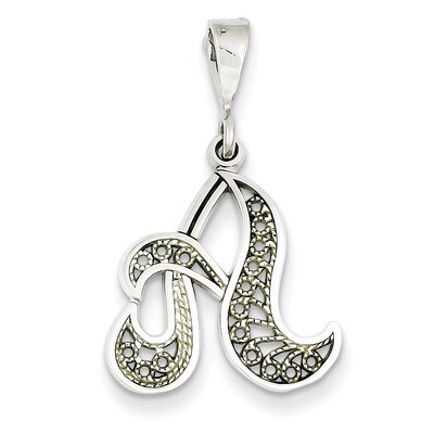 Filigree Initial A Pendant 14k White Gold Solid Polished D1281A, MPN: D1281A, 883957862675