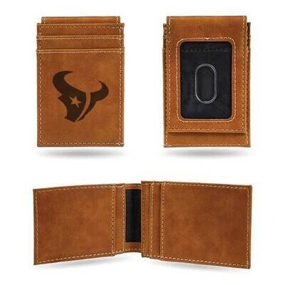 NFL Houston Texans Brown Faux Leather Front Pocket Wallet GC7523, MPN: GC7523, 767345895486