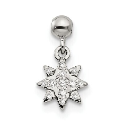 CZ Diamond Dangle Star Charm Sterling Silver Mio Memento QMM174, MPN: QMM174,