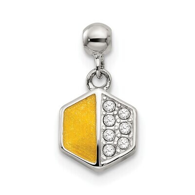 Enamel &amp; CZ Diamond Dangle Charm Sterling Silver Mio Memento QMM172, MPN: QMM172,