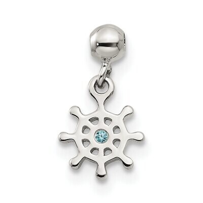 Blue CZ Diamond Dangle Ship Charm Sterling Silver Mio Memento QMM163, MPN: QMM163,
