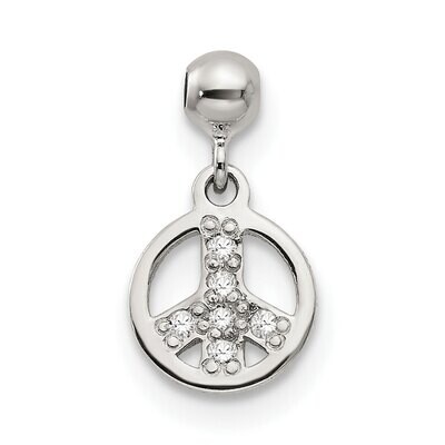CZ Diamond Dangle Peace Charm Sterling Silver Mio Memento QMM130, MPN: QMM130,