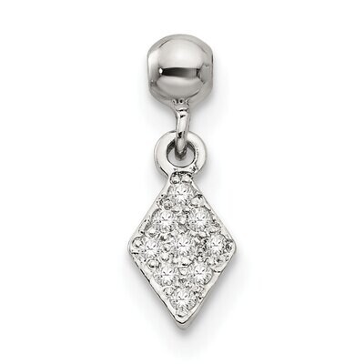 CZ Diamond Dangle Charm Sterling Silver Mio Memento QMM175, MPN: QMM175,