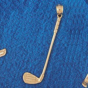 Dazzlers Jewelry Golf Club Pendant Necklace Charm Bracelet in Yellow, White or Rose Gold 3398, MPN:…