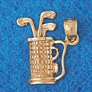 Dazzlers Jewelry Golf Club Bag Pendant Necklace Charm Bracelet in Yellow, White or Rose Gold 3385, …