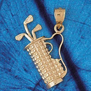 Dazzlers Jewelry Golf Club Bag Pendant Necklace Charm Bracelet in Yellow, White or Rose Gold 3376, …