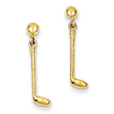 Golf Club Dangle Earrings 14k Gold TC617, MPN: TC617, 637218090556