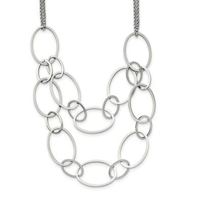 Oval Link 2-Strand with 1.5 Inch Extender 19 Inch Necklace Stainless Steel Polished SRN3012-19, MPN…