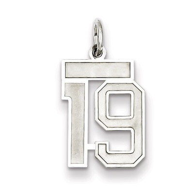 Charm Number 19 Satin Sterling Silver Small QPS19, MPN: QPS19, 191101282485