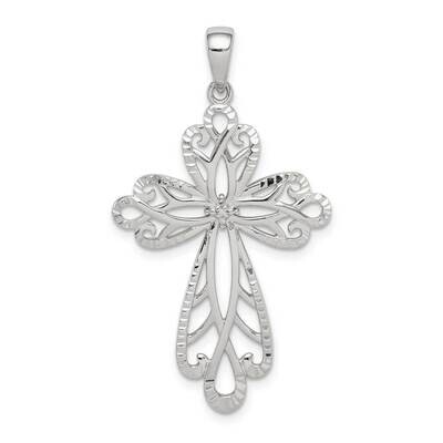 Diamond &amp; Diamond-cut Cross Pendant Sterling Silver QC9694, MPN: QC9694, 886774099071