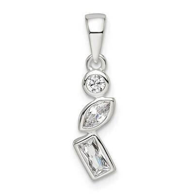 Geometric Shapes CZ Diamond Pendant Sterling Silver Polished QP5538, MPN: QP5538,