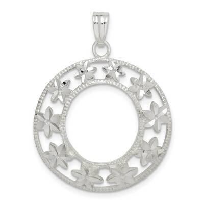 Flower Pendant Sterling Silver Diamond-cut QP5148, MPN: QP5148, 886774082394