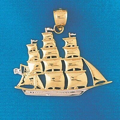 Dazzlers Jewelry Sailboat Two Tone White Pendant Necklace Charm Bracelet in Yellow, White or Rose G…