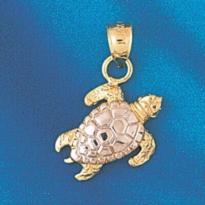 Dazzlers Jewelry Turtle Two Tone White Pendant Necklace Charm Bracelet in Yellow, White or Rose Gol…
