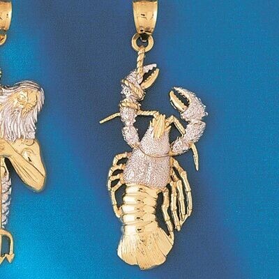 Dazzlers Jewelry Lobster Two Tone White Pendant Necklace Charm Bracelet in Yellow, White or Rose Go…