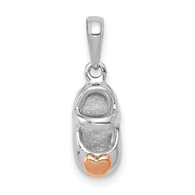 White with Rose Gold Baby Shoe Charm 14k Two-tone Gold K9682, MPN: K9682,
