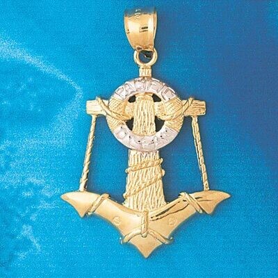 Dazzlers Jewelry Ship Anchor Two Tone White Pendant Necklace Charm Bracelet in Yellow, White or Ros…