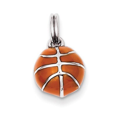 3D Enameled Basketball Charm Sterling Silver QC6481, MPN: QC6481, 883957916101