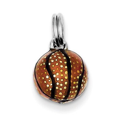 3D Enamel Basketball Charm Sterling Silver QC6486, MPN: QC6486, 191101561016
