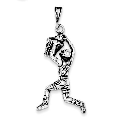 Basketball Player Charm Antiqued Sterling Silver QC7919, MPN: QC7919, 883957479354